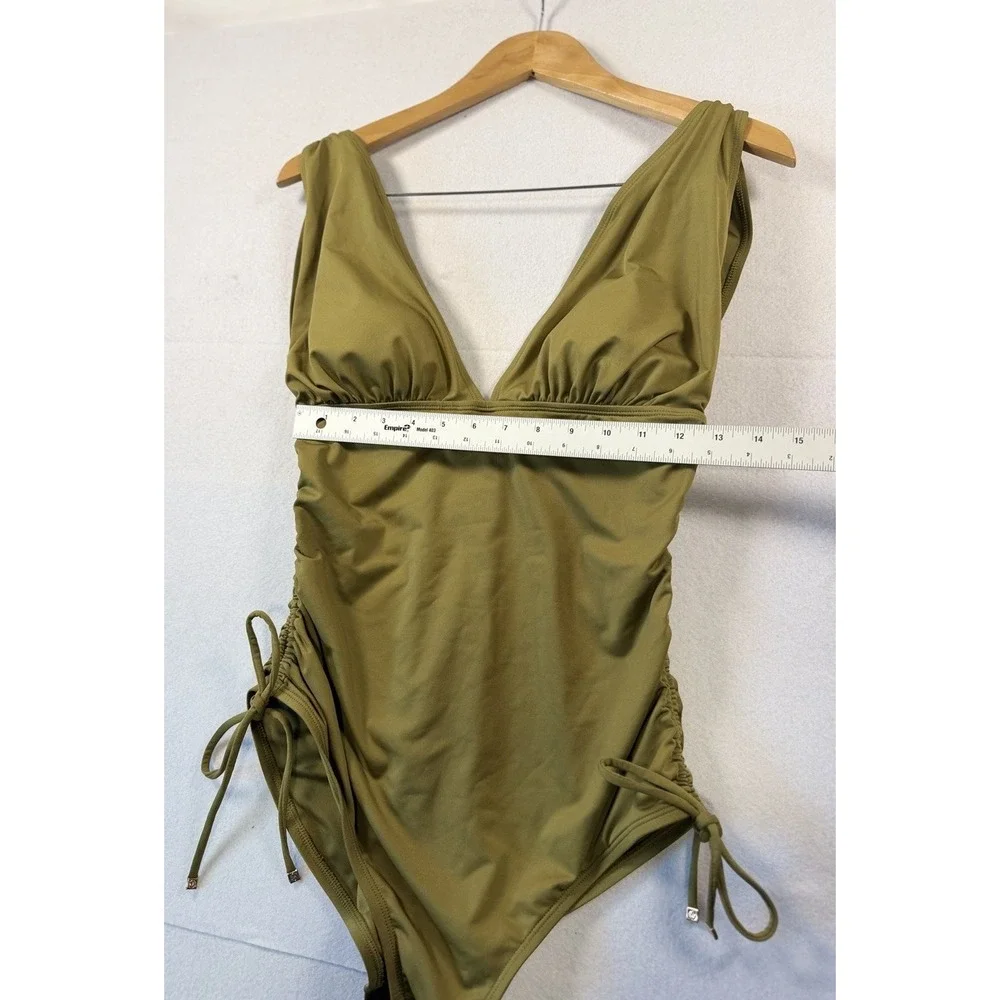 Michael Kors Size 14 Swimsuit Ruched Tie Side One Peice  Olive Green NWOT